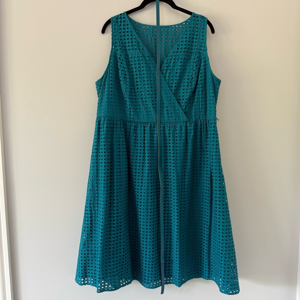 NWT Lane Bryant Teal Eyelet Dress - Picture 3 of 8